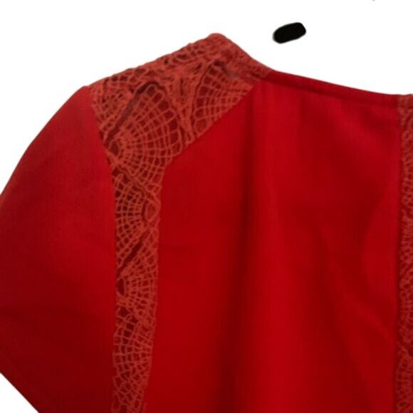 Pins And Needles Red Lace Trim Short Sleeve Dress Size 4 Polyester/Nylon Womens - Picture 5 of 11